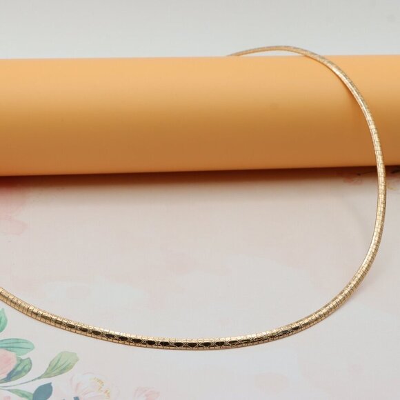 Textured Rose Gold Flat Snake Chain Necklace, XPNL0243 - Picture 7 of 9